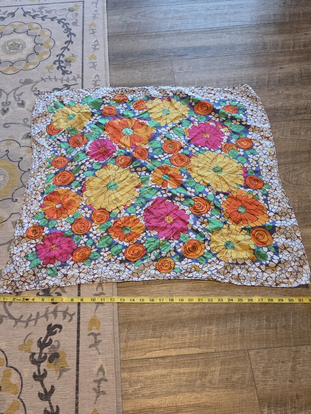 Silk Rolled Floral Scarf - Picture 2 of 5